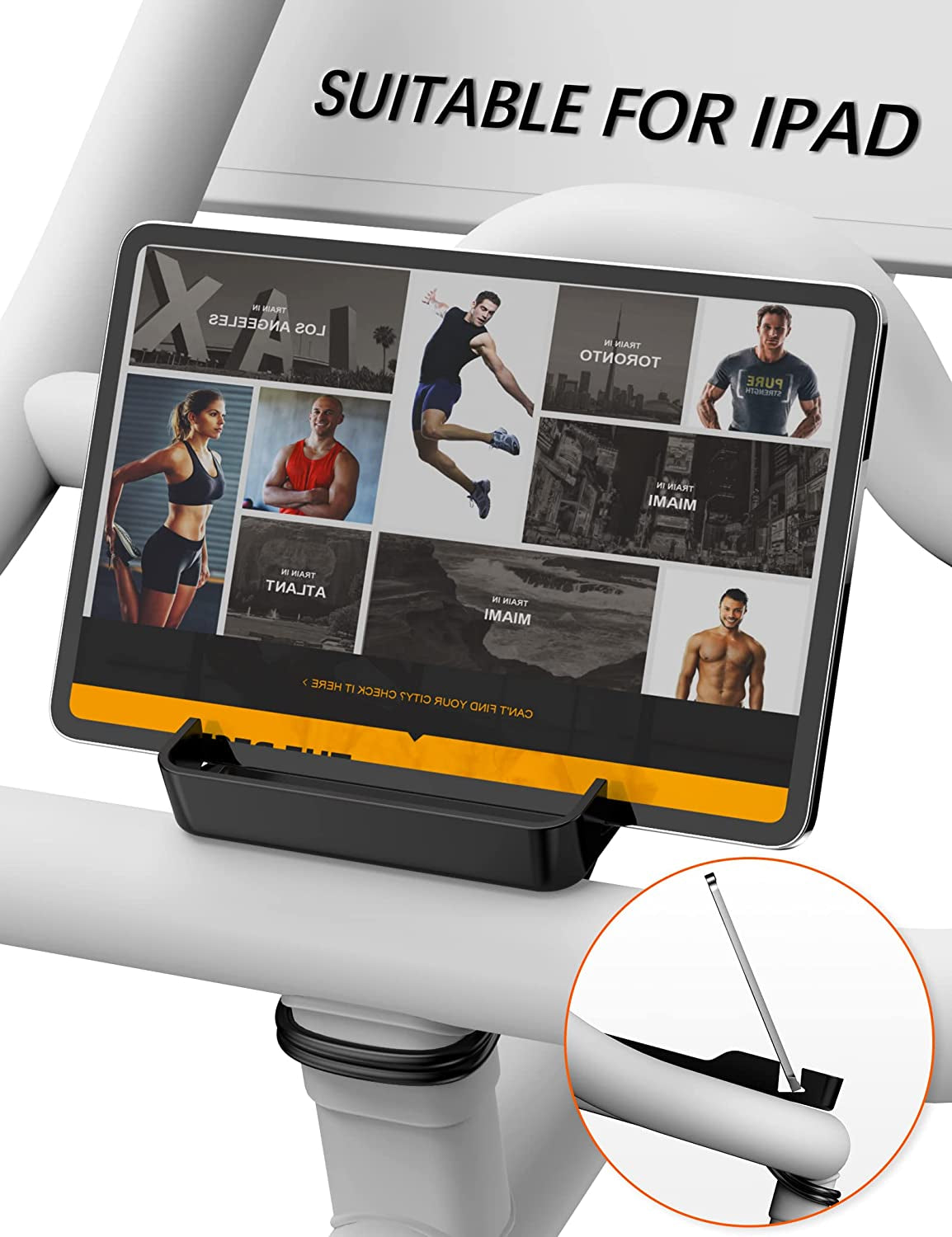 Phone Holder for Peloton Bike and Accessories, Built-In Anti-Slip Silicone Mat Mount Tray, Peloton Phone Holder for Iphone, Ipad - Easy Installation