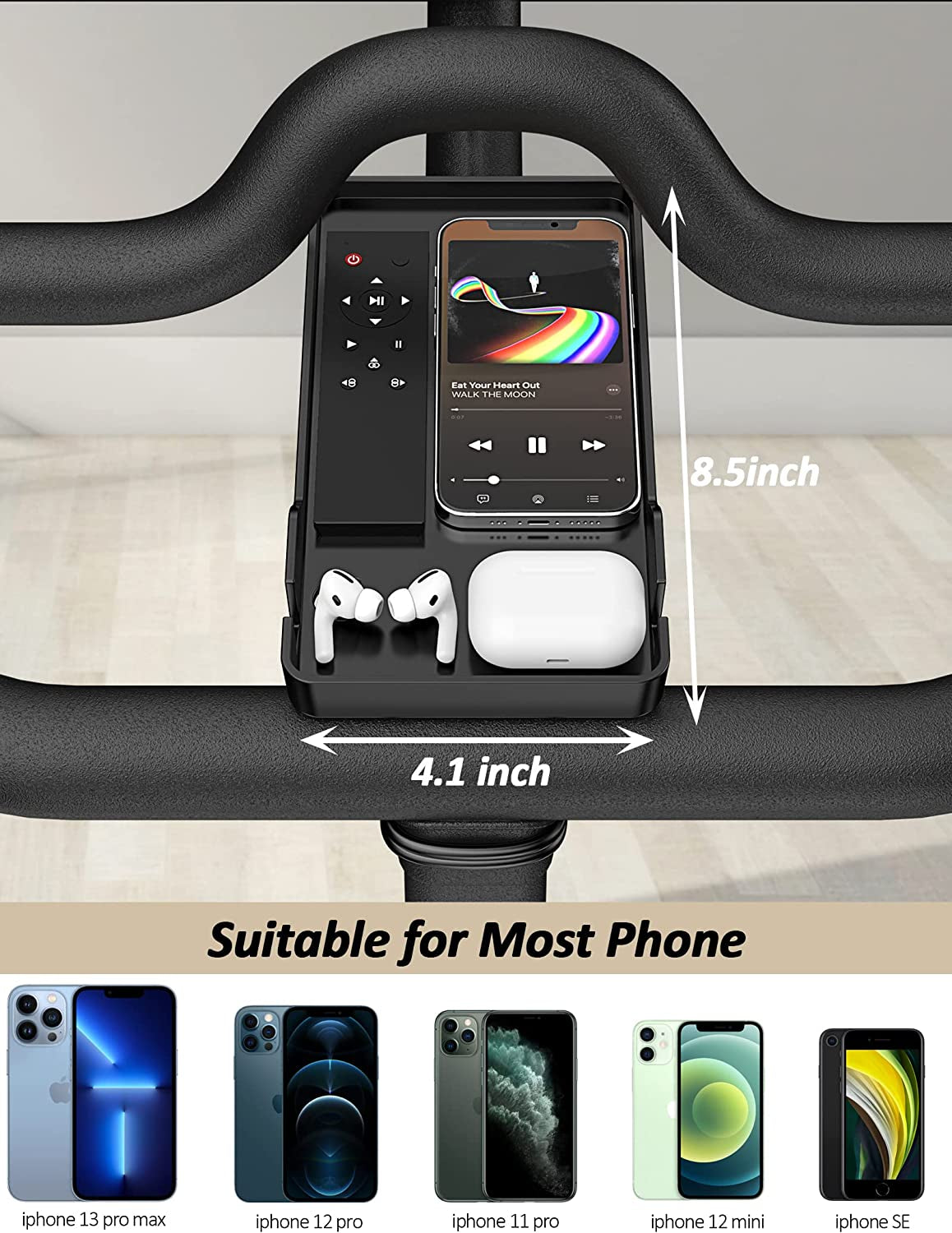Phone Holder for Peloton Bike and Accessories, Built-In Anti-Slip Silicone Mat Mount Tray, Peloton Phone Holder for Iphone, Ipad - Easy Installation