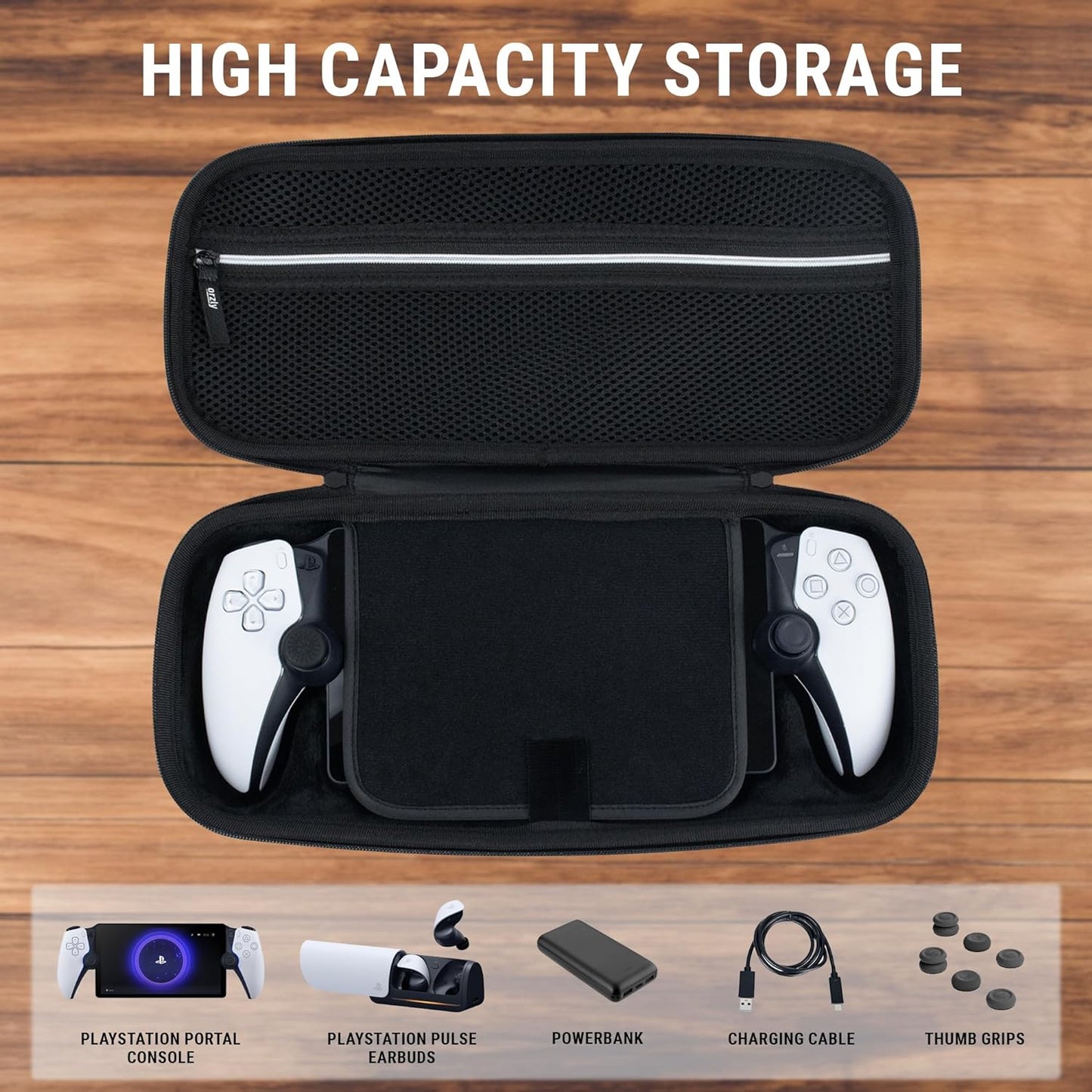 Carry Case Designed for Playstation Portal Remote Player for PS5 Console Holds Accessories, Travel and Storage Protection for Headset Charger and More WHITE/BLACK - Easy Clean Case Gift Box Edition