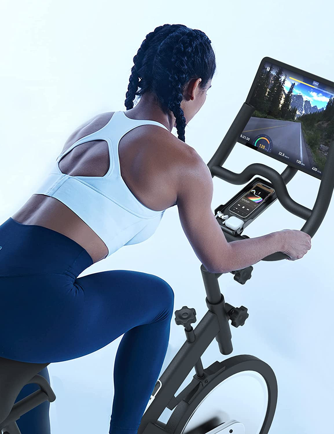 Phone Holder for Peloton Bike and Accessories, Built-In Anti-Slip Silicone Mat Mount Tray, Peloton Phone Holder for Iphone, Ipad - Easy Installation