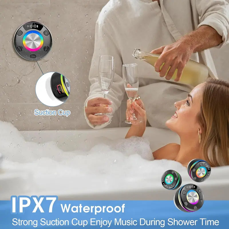 WHATOOK Portable Bluetooth Speaker 360°HD Sound,Ipx7 Waterproof,Stereo Sound, 24H Playtime,Rgb Lights,Dual Pairing,Bluetooth 5.3,FM Radio, Perfect for Kayak, Beach,Travel,Party,Shower,Outdoor,Gifts