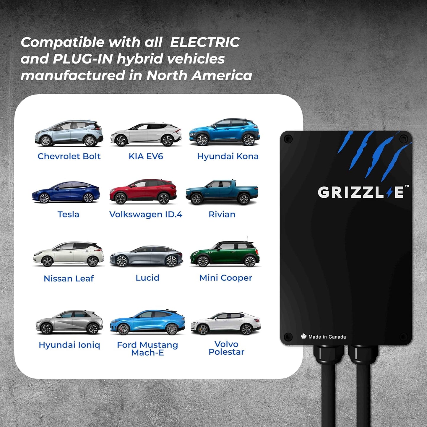 Classic, Level 2 240V / 40A Electric Vehicle (EV) Charger, UL Certified, Metal Case Enclosure, Indoor/Outdoor Electric Car Fast Wall Charging Station, NEMA 14-50 Plug, Classic Black