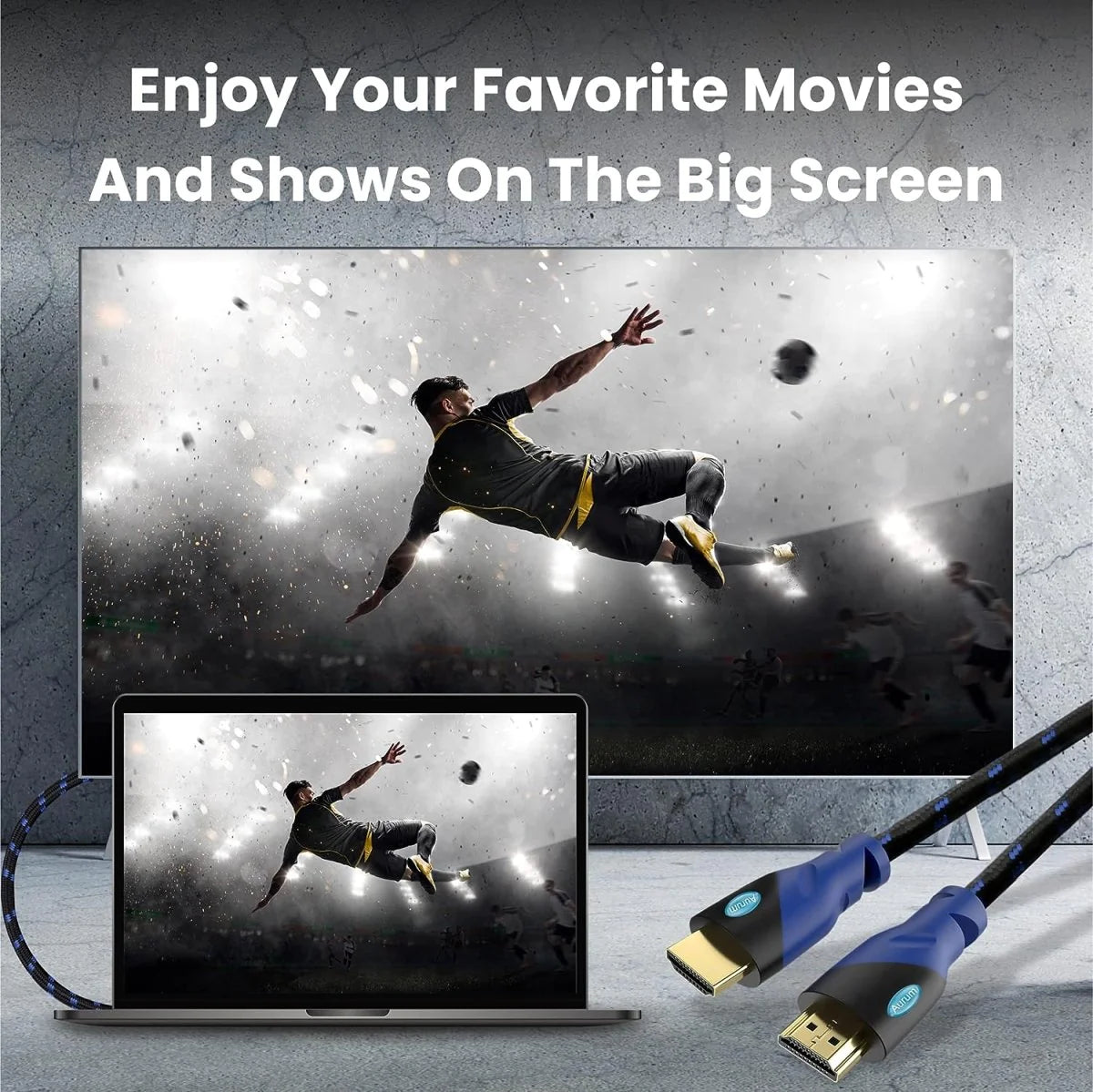 Braided 4K HDMI Cable for Gaming and TV - High-Speed Ethernet Supports 3D, HDR, 1080P Ideal for PC, Laptops, Xbox, Playstation
