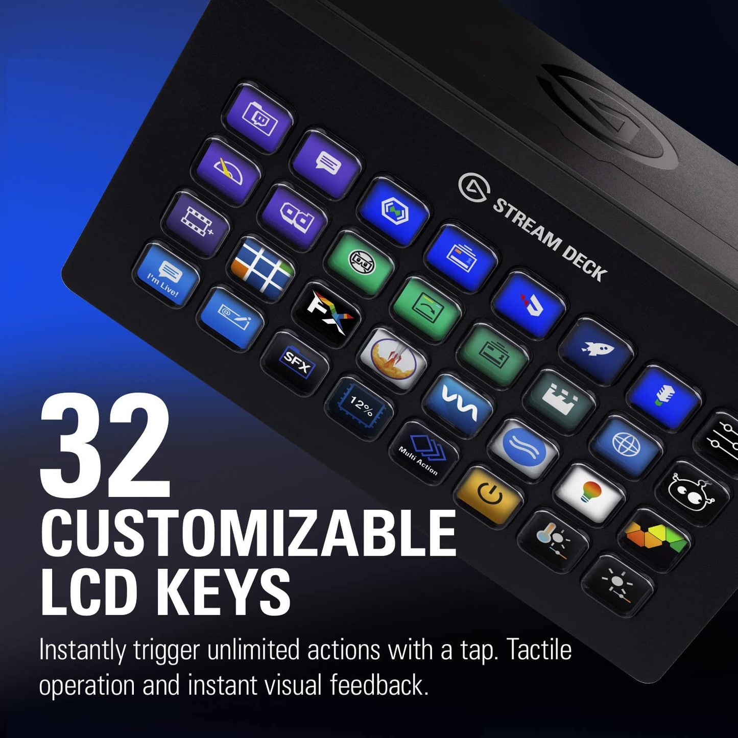 Stream Deck XL – Advanced Studio Controller, 32 Macro Keys, Trigger Actions in Apps and Software like OBS, Twitch, Youtube and More, Works with Mac and PC