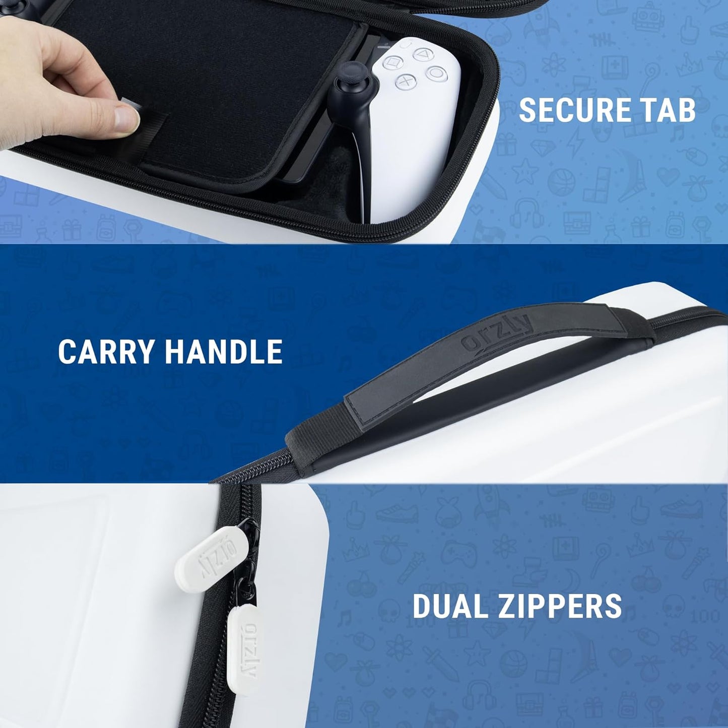 Carry Case Designed for Playstation Portal Remote Player for PS5 Console Holds Accessories, Travel and Storage Protection for Headset Charger and More WHITE/BLACK - Easy Clean Case Gift Box Edition