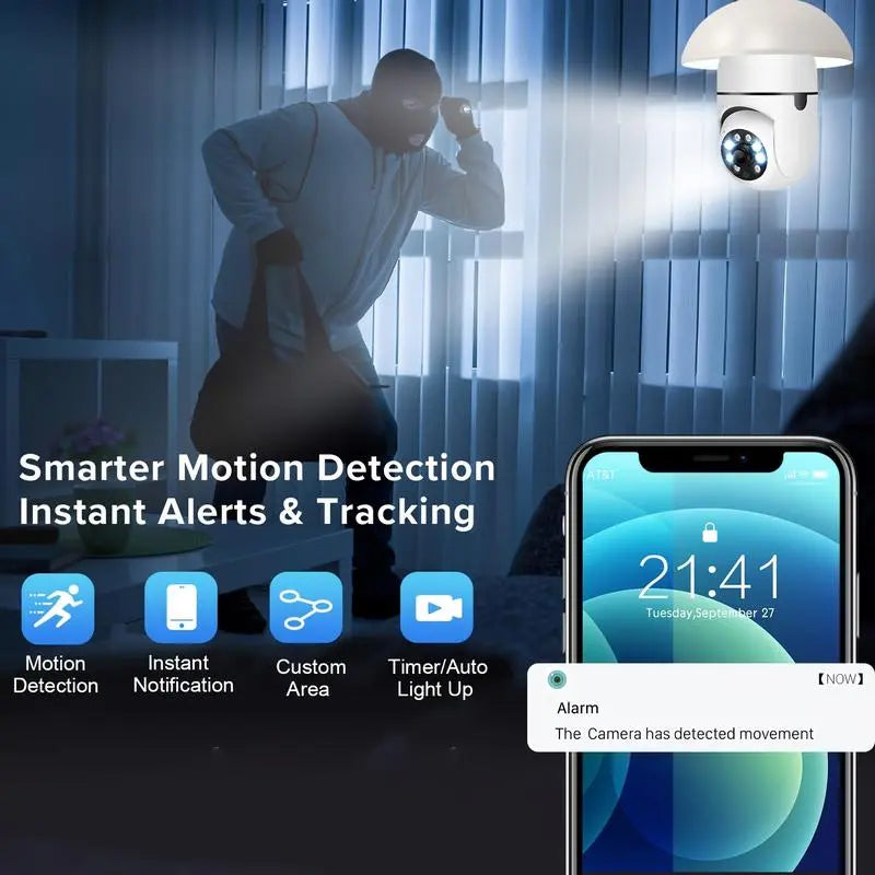 Wireless Light Bulb Security Camera, 5G&2.4Ghz Wifi, 3MP HD, Infrared Night Vision, Pan/Tilt, 2-Way Audio, Human Detection, Alexa Compatible, Micro SD, Time-Limited Offer, Back to School Gifts
