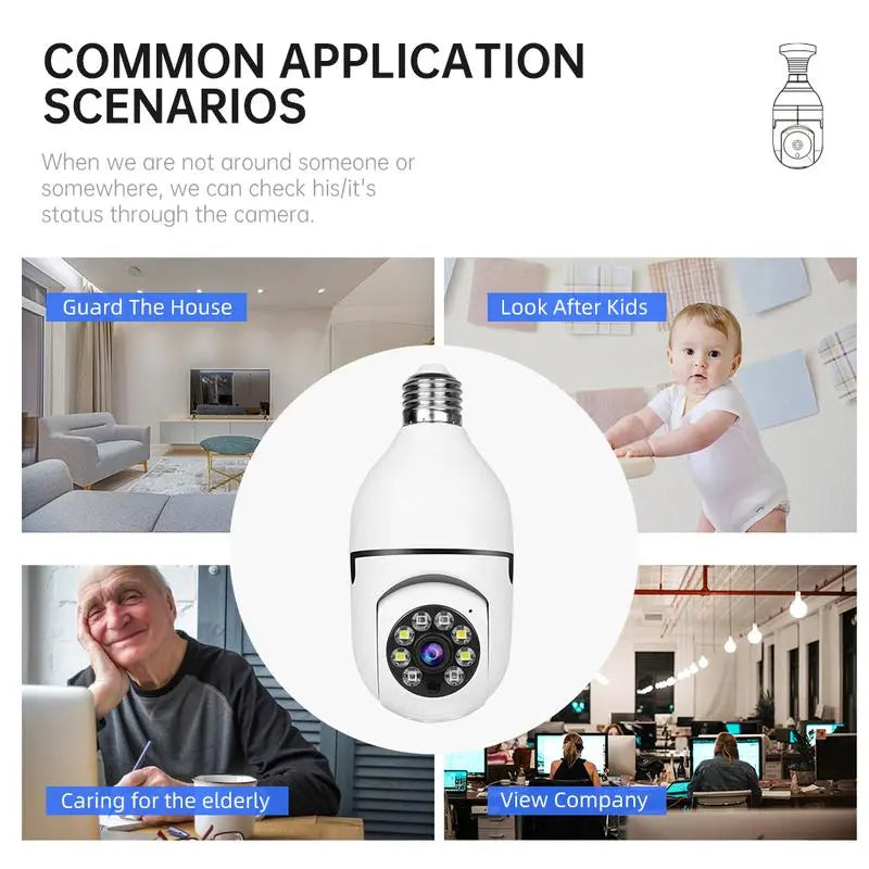 Wireless Light Bulb Security Camera, 5G&2.4Ghz Wifi, 3MP HD, Infrared Night Vision, Pan/Tilt, 2-Way Audio, Human Detection, Alexa Compatible, Micro SD, Time-Limited Offer, Back to School Gifts