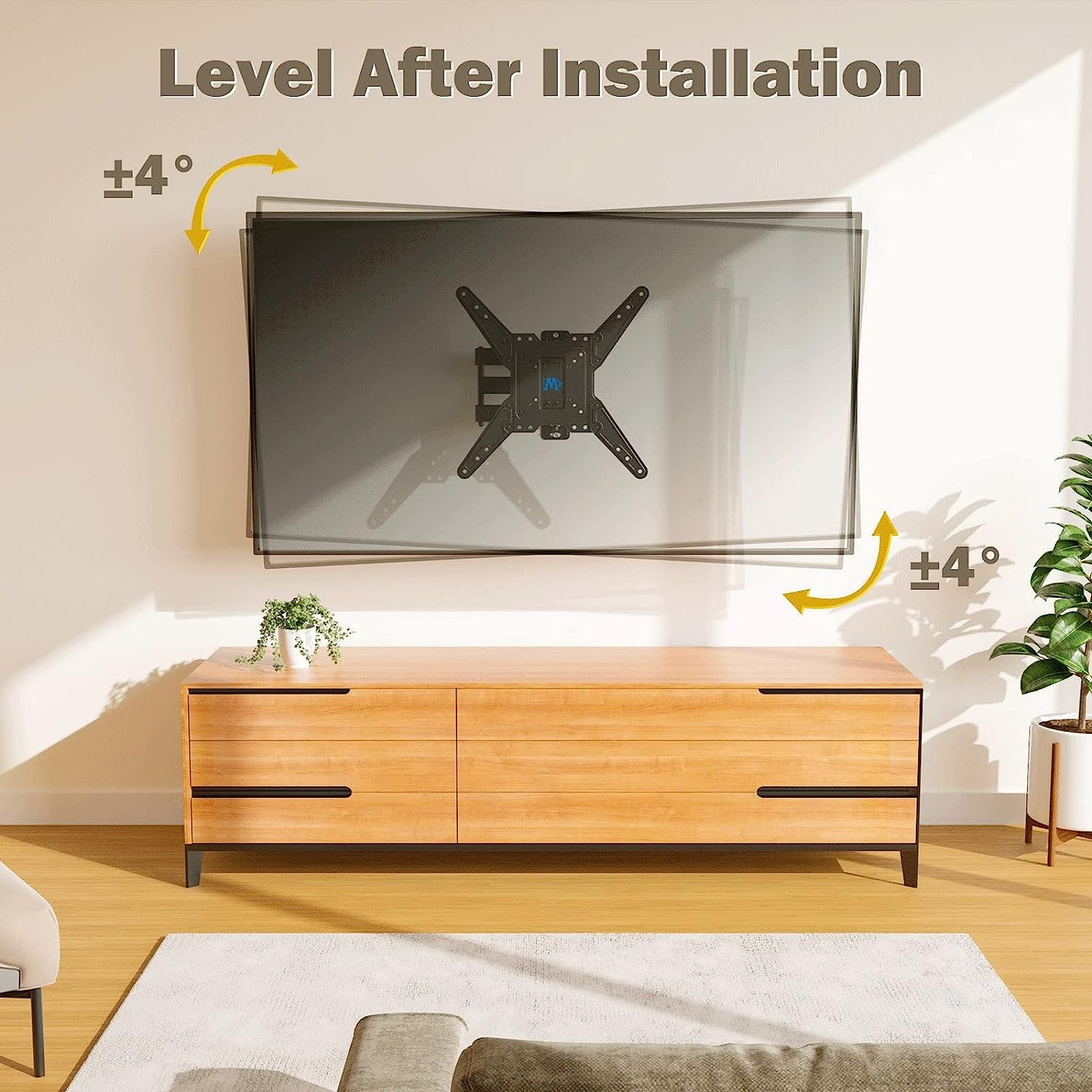 UL Listed TV Wall Mount for Most 26-55 Inch Tvs, Full Motion TV Mount with Perfect Center Design, Articulating Wall Mount TV Bracket Swivel and Tilt, Max VESA 400X400Mm, up to 77LBS