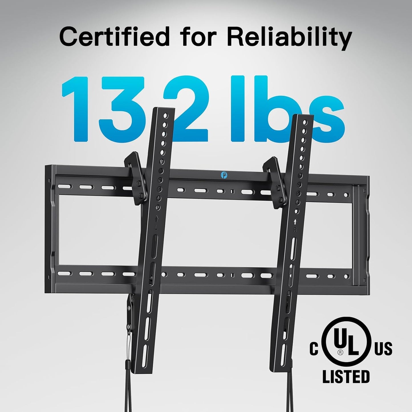 UL Listed Tilt TV Wall Mount Bracket Low Profile for Most 37-75 Inch LED LCD OLED Plasma Flat Curved Tvs, Large Tilting Mount Fits 16"-24" Wood Studs Max VESA 600X400Mm Holds up to 132Lbs