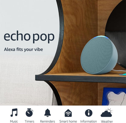 Echo Pop | Alexa Fits in Anywhere: Bedroom, Living Room, Bathroom, Office, and Small Spaces | Charcoal