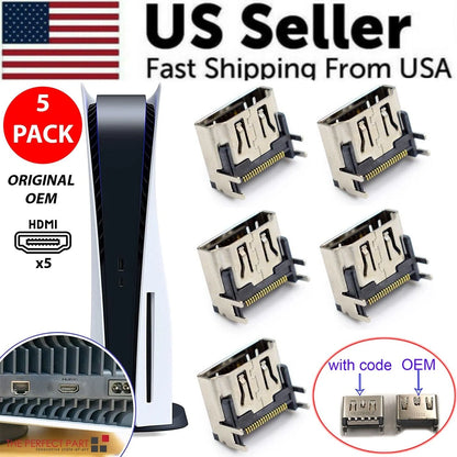 5 Pack OEM HDMI Port Connector Socket Replacement for Sony Playstation 5 PS5 USA