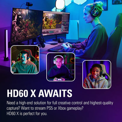 HD60 X - Stream and Record in 1080P60 HDR10 or 4K30 with Ultra-Low Latency on PS5, Ps4/Pro, Xbox Series X/S, Xbox One X/S, in OBS and More, Works with PC and Mac